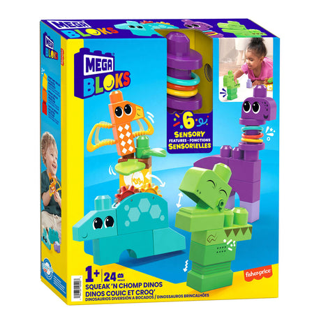 Mega Bloks Squeak N Chomps Dino's Bouwset, 24dlg.