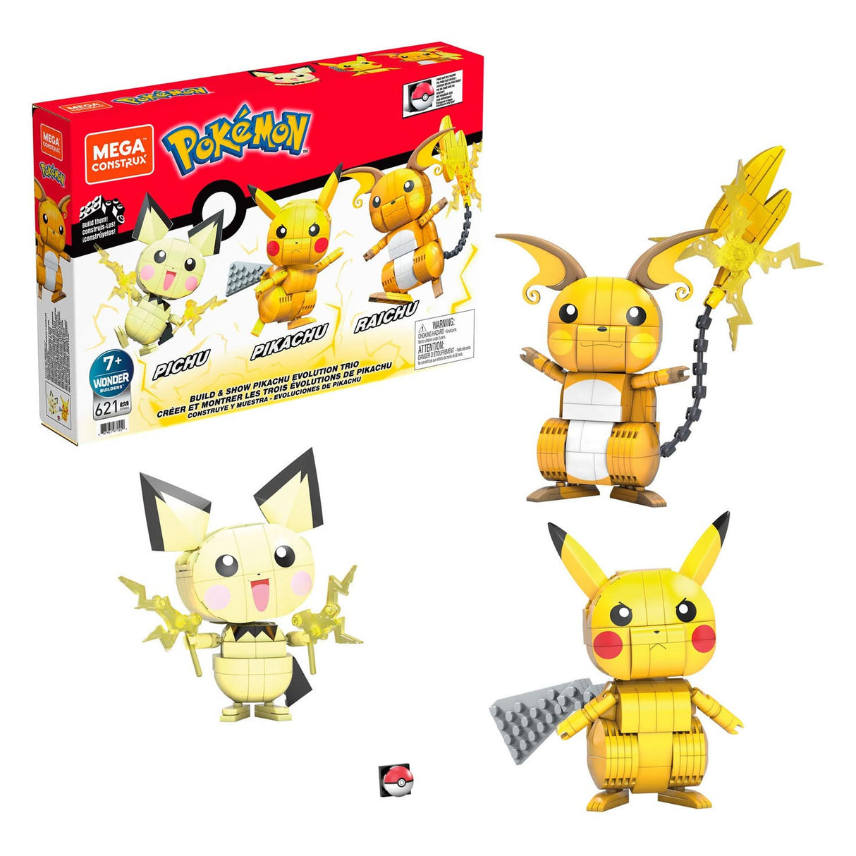 Pokémon Mega Construx Pokemon Bouwset Build and Show Pikachu Evolution Trio