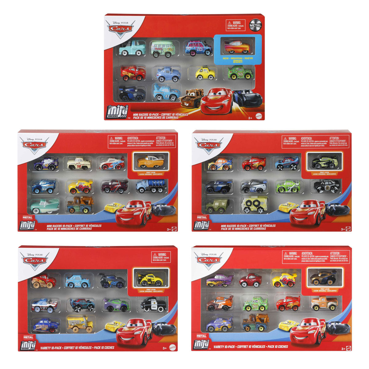 Disney Pixar Mini Racers Voertuigen, 10st.