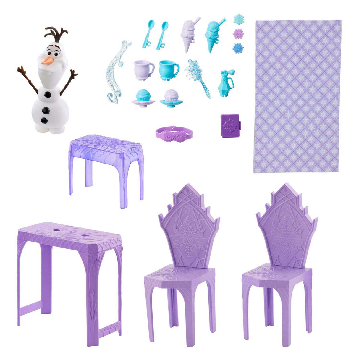 Mattel disney frozen elsa's ijspaleis – 5 speelplekken met glijbaan, balkon en olaf - 75 cm