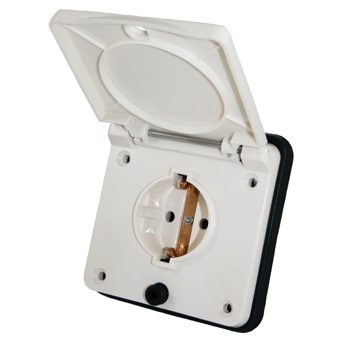 Schuko buiten wandcontactdoos wit voor caravan en camper