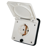 Schuko buiten wandcontactdoos wit voor caravan en camper