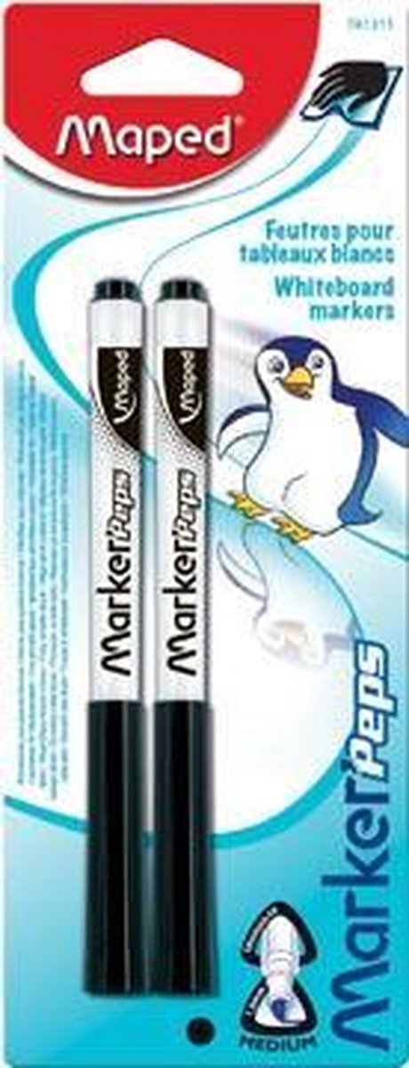 Maped office maped whiteboardmarker marker'peps, blister van 2 stuks, zwart