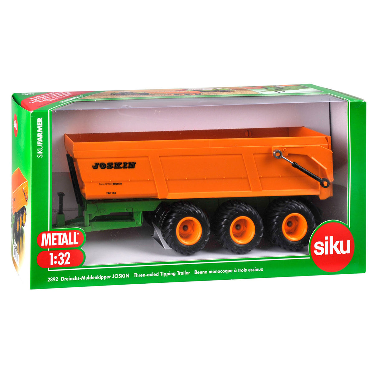 Siku 2892 joskin 3-wiels aanhanger met kantelbak 1:32