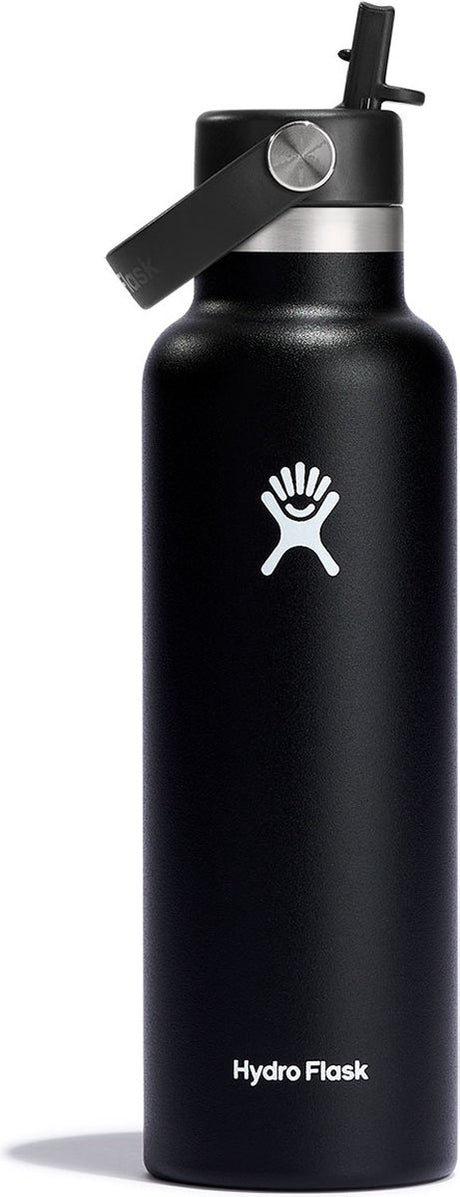 Hydro flask standard mouth flex straw cap drinkfles (621 ml) - black