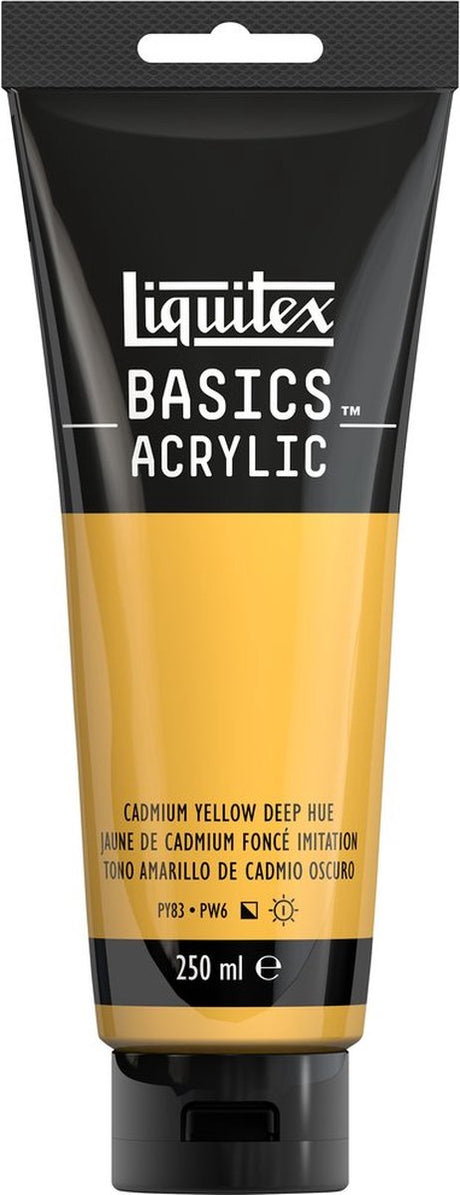 Liquitex 88700217 basics acrylverf cadmium yellow deep hue – 250 ml | kunstenaars acrylverf | middelmatige viscositeit | lichtechte kleur voor schilderen canvas