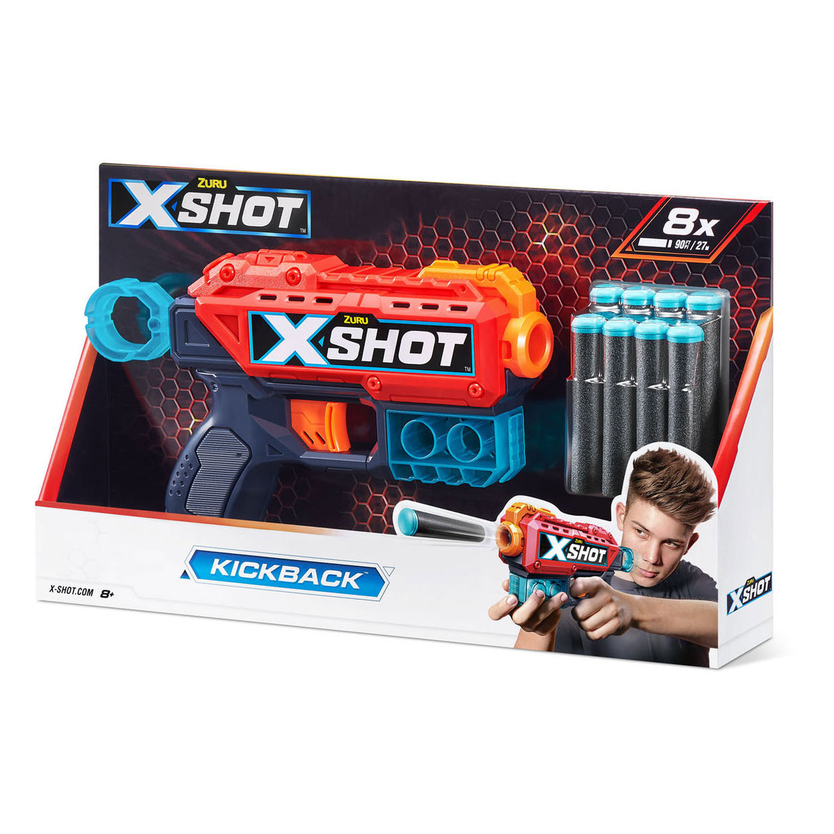 Zuru x-shot kickback met 8 darts