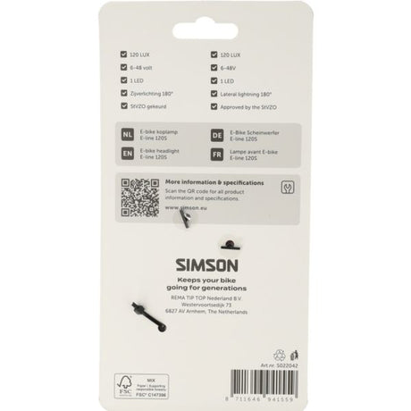 Simson koplamp aurora e-line 120s
