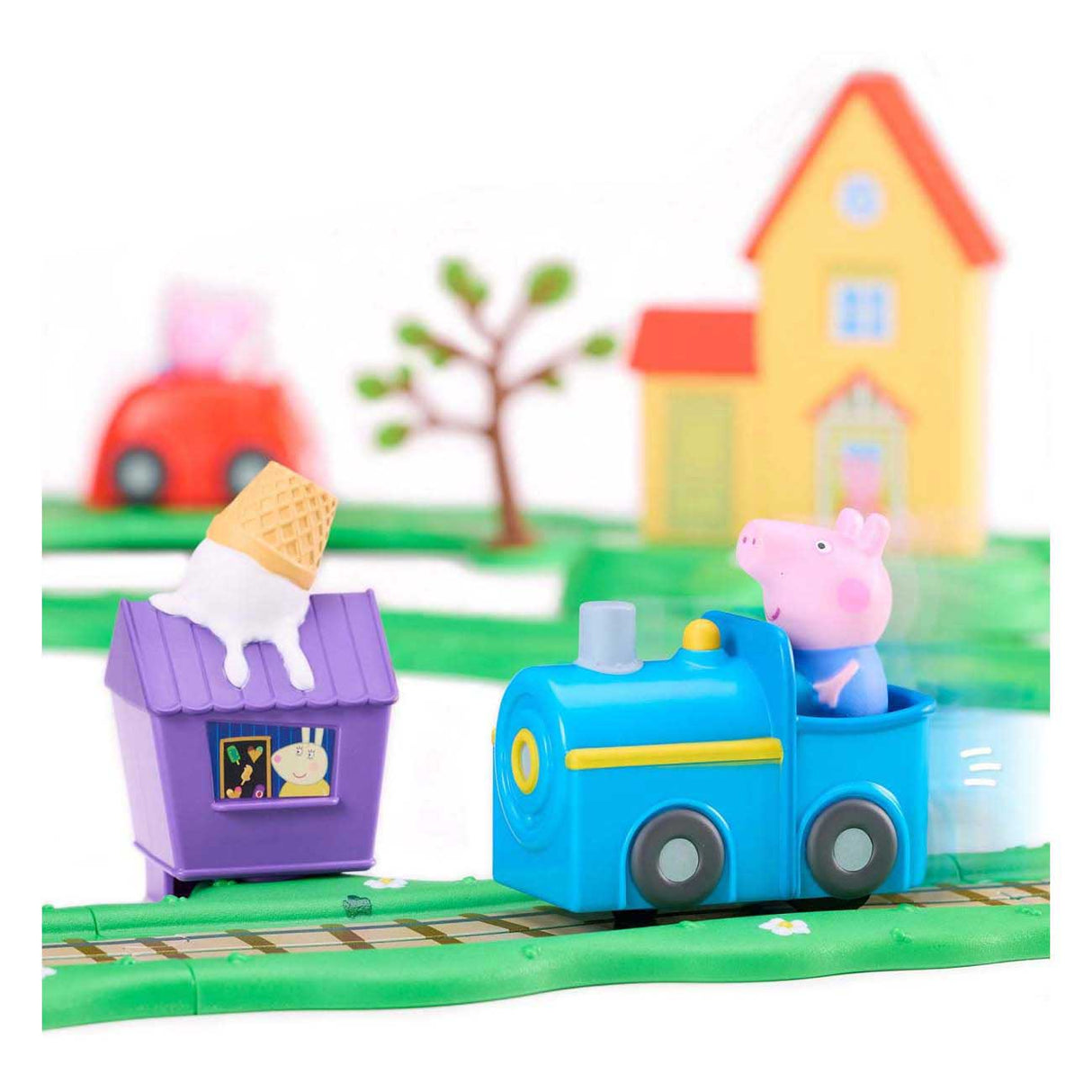 Gear2play peppa pig whizz around - peppa's rondweg door de stad speelset - modulaire rijbaan voor whizz around voertuigen - interactief met muziek en geluid