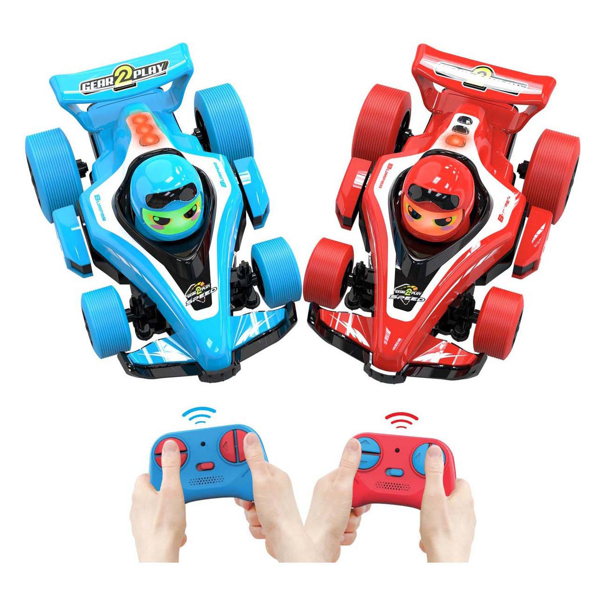 Gear2play rc neon bumper cars pro duoset - rc formule 1 battle cars - ga een botsduel aan!
