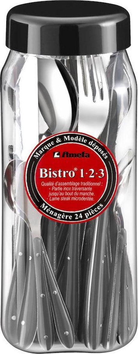 Amefa bestekset bistro 1-2-3 (24 pcs) zwart roestvrij staal