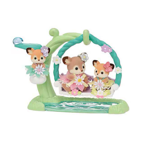 Sylvanian families 5801 baby hertjes- bloemen schommel- 3 fluweelzachte speelfiguren
