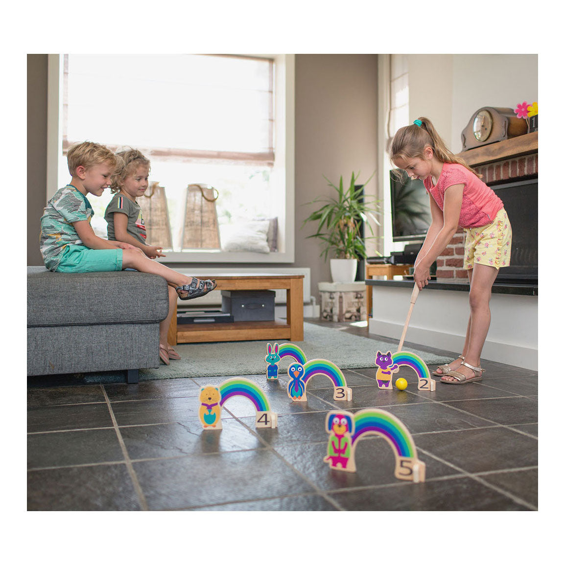 Bs toys houten croquet spel regenboog