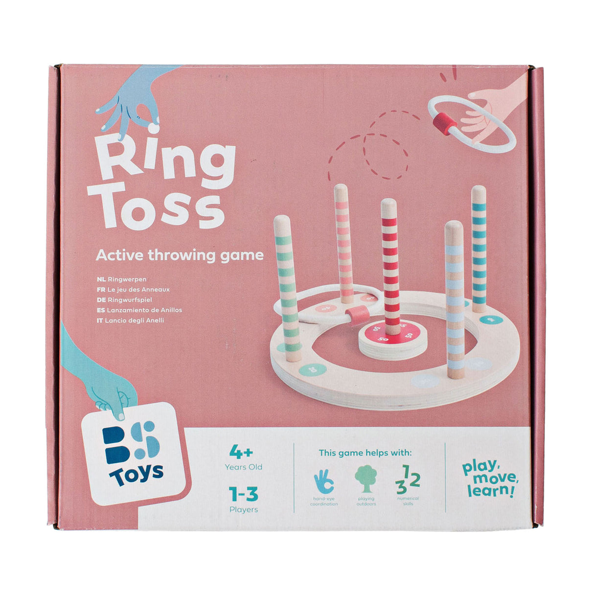 Bs toys houten ringwerpspel met strepen, 7dlg.