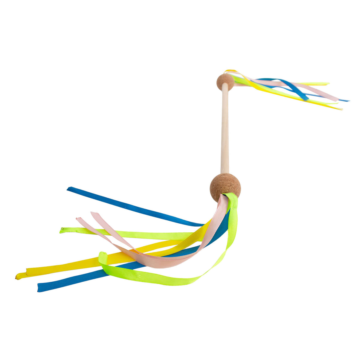 Bs toys twirlstok - majorette stok - baton - houten speelgoed met linten - dansen en bewegen - cadeau kind- vanaf 4 jaar