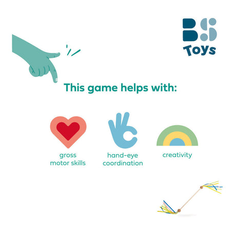 Bs toys twirlstok - majorette stok - baton - houten speelgoed met linten - dansen en bewegen - cadeau kind- vanaf 4 jaar