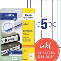 Ordnerrugetiketten avery l4756-25 wit 125