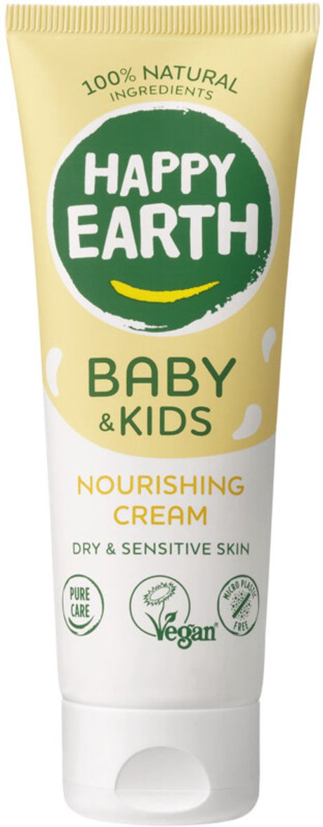 Happy earth voedende crème baby kids - 100% natuurlijke ingrediënten - microplasticvrij - 0% sls sles - babyverzorging – geschikt voor pasgeborenen en de droge babyhuid – 75ml