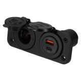 Power line 12 volt contactdoos uni en usb-a + usb-c lader - inbouw