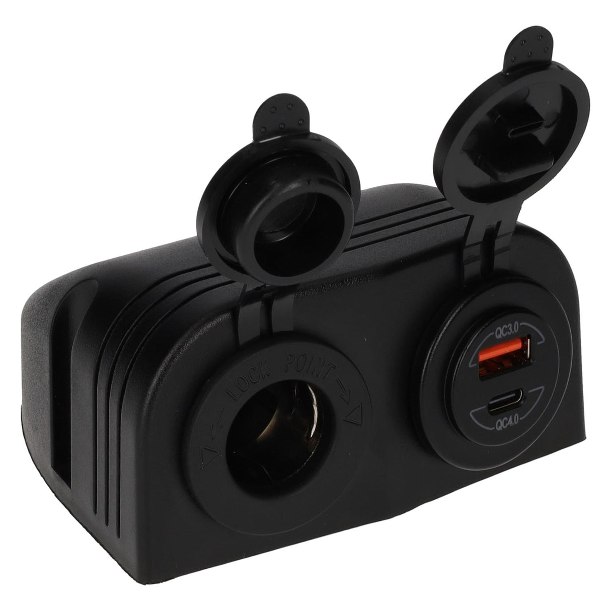 Power line 12 volt contactdoos uni en usb-a + usb-c lader - opbouw