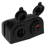 Power line 12 volt contactdoos uni en usb-a + usb-c lader - opbouw