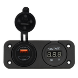 Power line digitale voltmeter 10-30v en usb-a + usb-c lader - inbouw