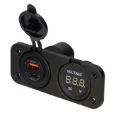 Power line digitale voltmeter 10-30v en usb-a + usb-c lader - inbouw