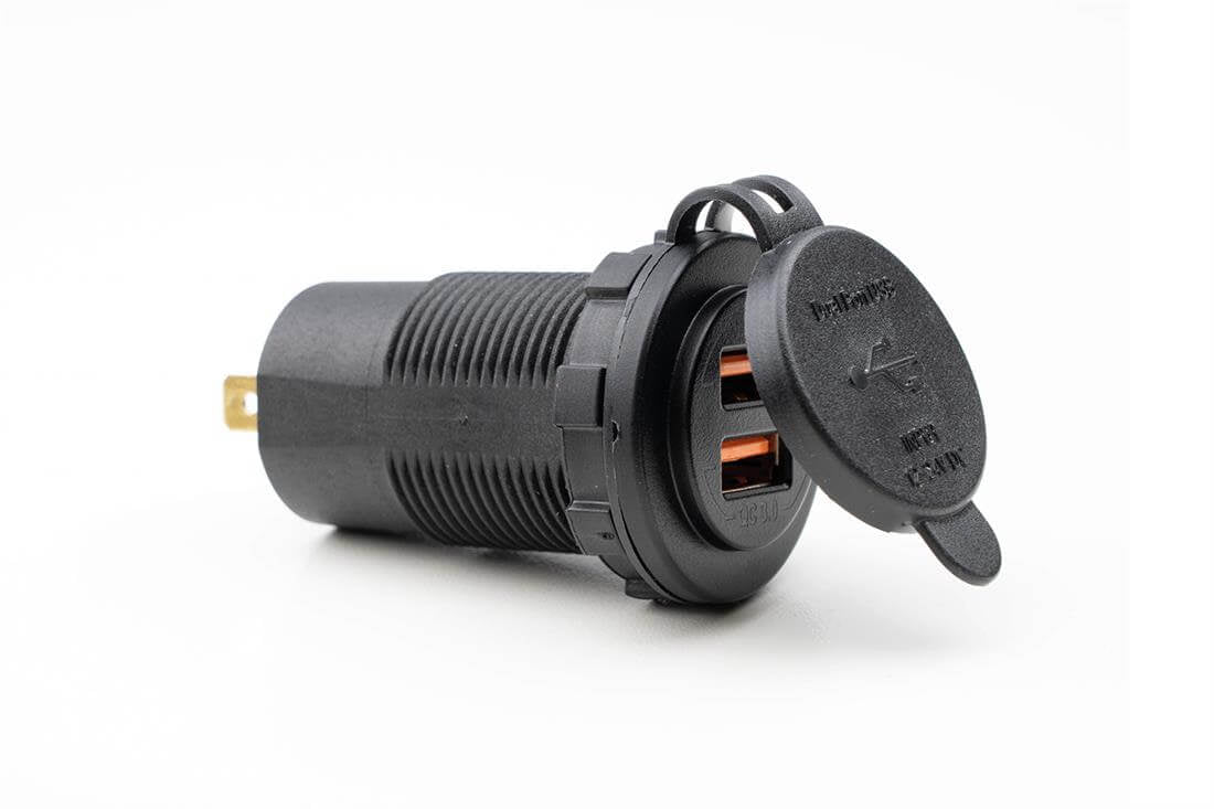 Power line usb lader inbouw met usb-a 2.4a en usb-a qc3.0