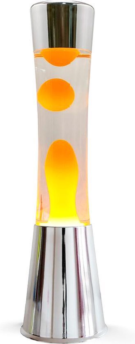 I-total lavalamp - lava lamp - sfeerlamp - 40x11 cm - glas aluminium - 30w - wit met gele lava - zilver - xl1771