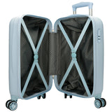 Trolleykoffer happy stitch blauw, 50cm