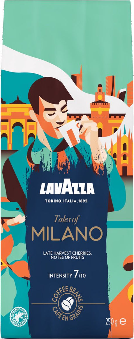 Lavazza tales of milano koffiebonen - 6 x 250 gram - 100% arabica koffie bonen - intensiteit 7 10