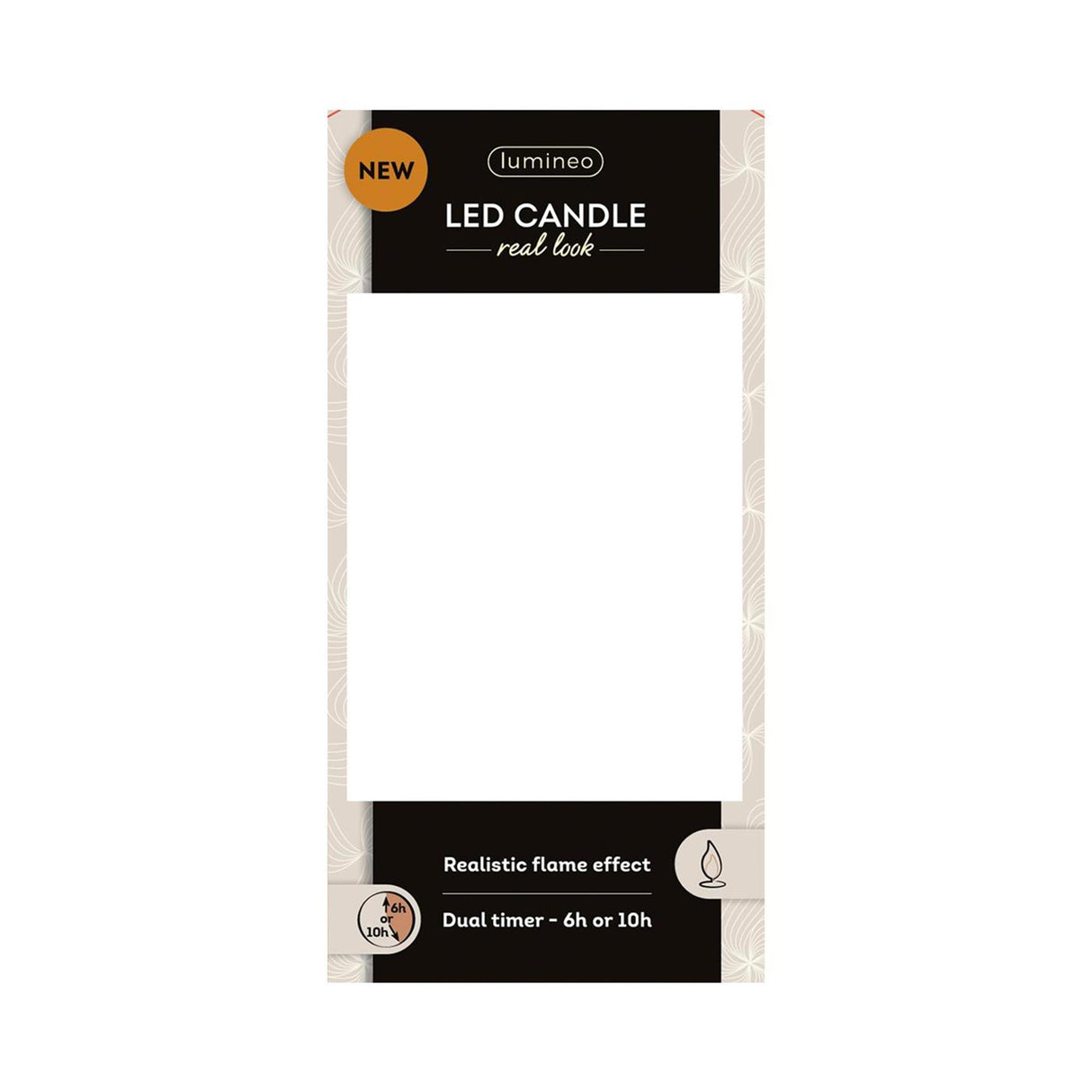 Lumineo realistische led kaars met wax pit en vlam effect ã˜7.5x13,5cm goud met 6uur timer werkt op batterij