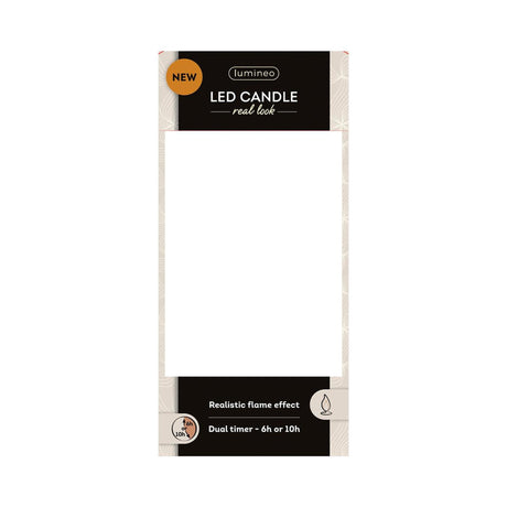 Lumineo realistische led kaars met wax pit en vlam effect ã˜7.5x20cm goud met 6uur timer werkt op batterij