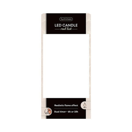 Lumineo realistische led kaars met wax pit en vlam effect ã˜7.5x20cm zwart met 6uur timer werkt op batterij