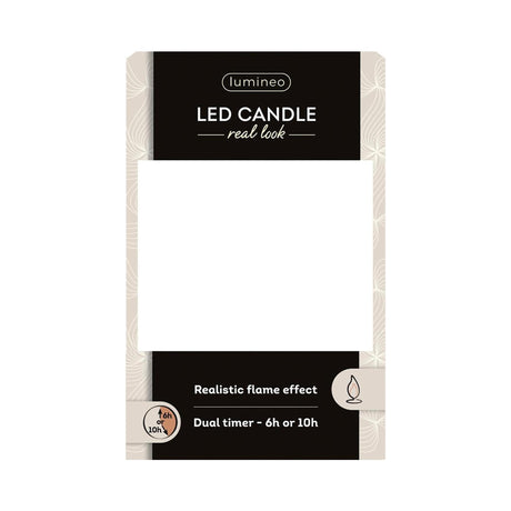 Lumineo realistische led kaars met wax pit en vlam effect ø7.5x9,5cm licht grijs met 6uur timer werkt op batterij