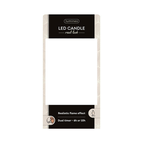 Lumineo realistische led kaars met wax pit en vlam effect ø7.5x13,5cm licht grijs met 6uur timer werkt op batterij