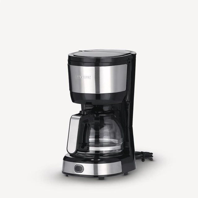 Severin koffiezetapparaat 4-kops met glaskan 750w rvs zwart