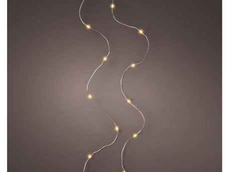 Lumineo micro led streng zilver klassiek warm 95cm-20l op batterij met timer