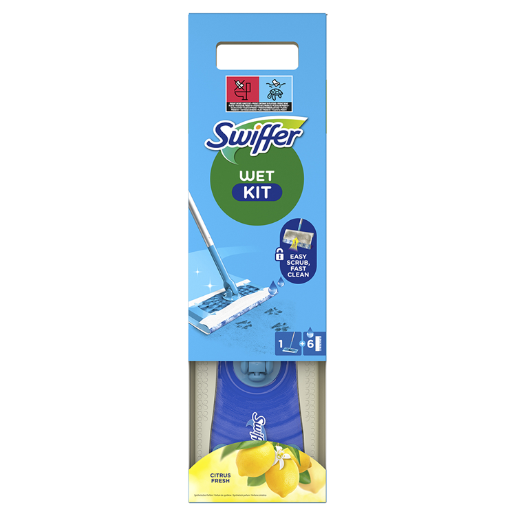 Swiffer 1074501 - wet vloer stof-wis starterkit + 6 wipes | 3 stuks