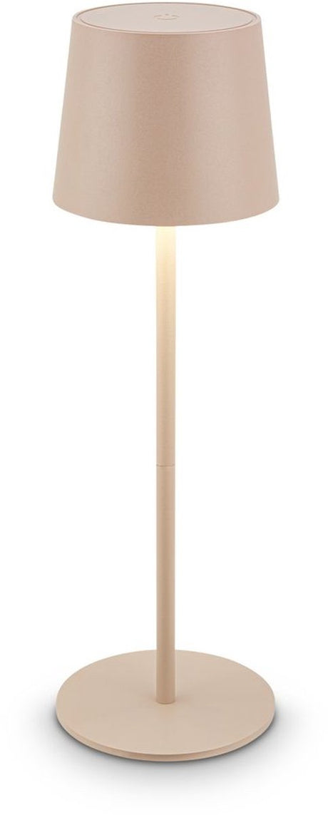 B.k.licht briloner bota - led tafellamp oplaadbaar – dimbaar – draadloos – 33cm hoog – ip44 – voor binnen buiten – op batterij – beige