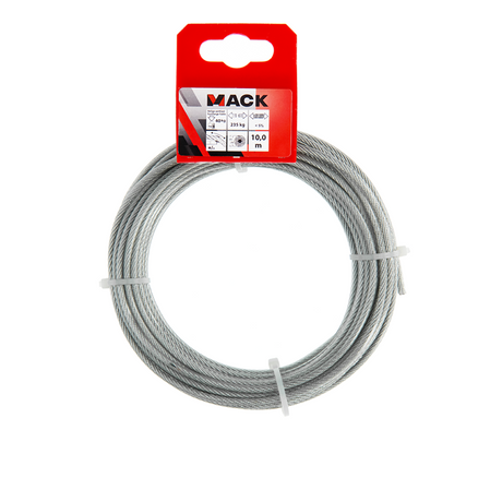 Mack 1015195 - staalkabel pvc mantel 6x7 10m 2-3mm wll 45 kg din en12385-4 | 5 stuks