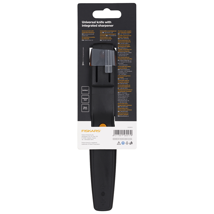 Fiskars 1063573 - universeel mes met slijper | 1 stuks