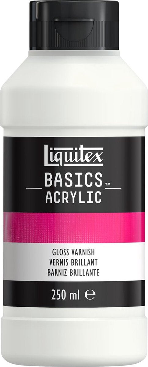 Liquitex 8870304 basics gloss varnish 250 ml – glanzende acrylvernis, transparante bescherming - glans vernis