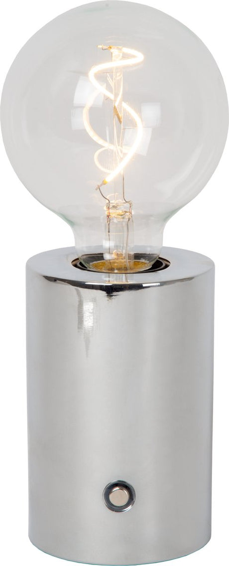 Lucide vivo - oplaadbare tafellamp - accu batterij - ø 8 cm - led dimbaar - e27 - 1x1w 2700k - chroom
