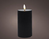 Lumineo kaars led ribbel vlam 15cm zwart