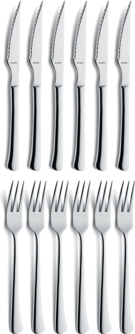 Amefa chuletero - steakset - 12 delige set voor 6 personen - rvs - zilver - vaatwasserbestendig