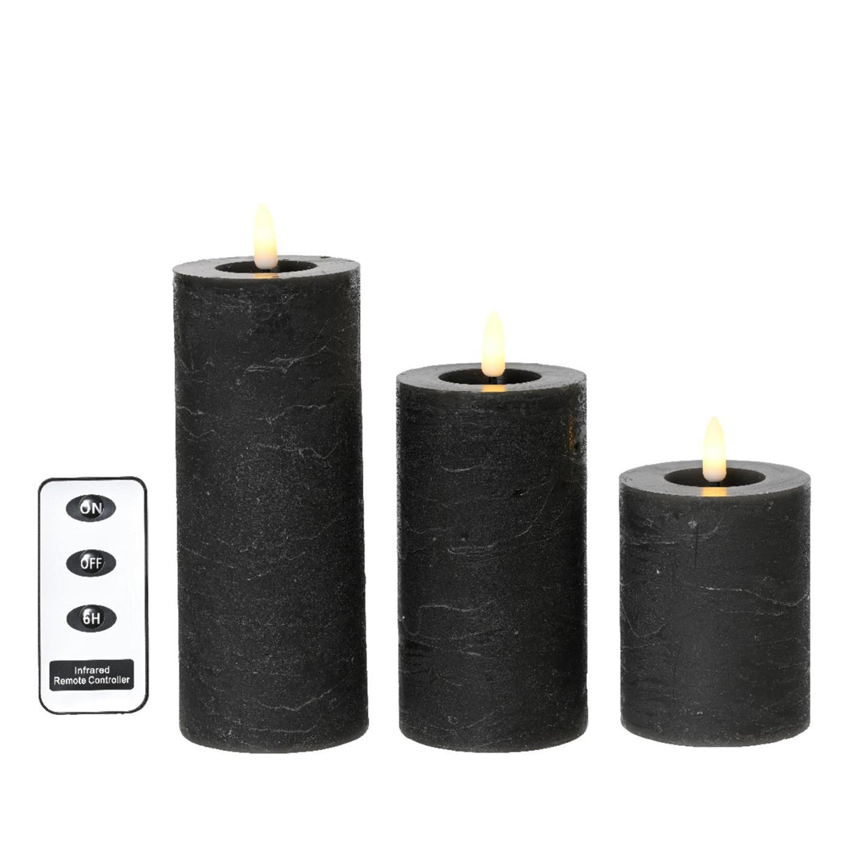 Lumineo led kaarsenset wax 3-delig grijs