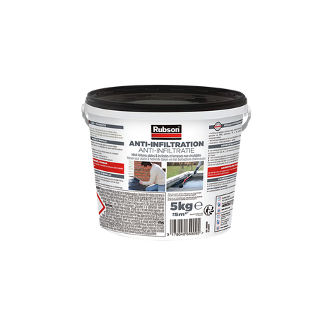 Rubson anti - infiltratie zwart 5kg | daken, funderingen en ingegraven materialen coating | silicone technologie gebaseerd voor maximale elasticiteit | duurzame coating en uv-bestendig | langdurige bescherming tegen vocht.