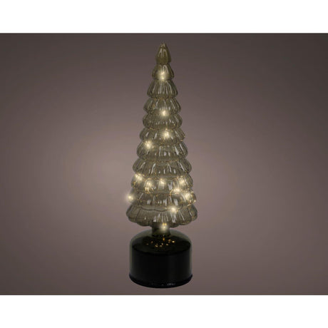 Lumineo kerstboom led glas groen roterend en met knipperend effect ø10x34cm warm wit