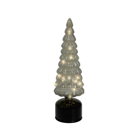 Lumineo kerstboom led glas groen roterend en met knipperend effect ø10x34cm warm wit